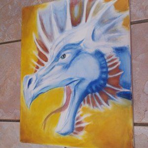 Dragon Horse acrylic painting, 16"x20"